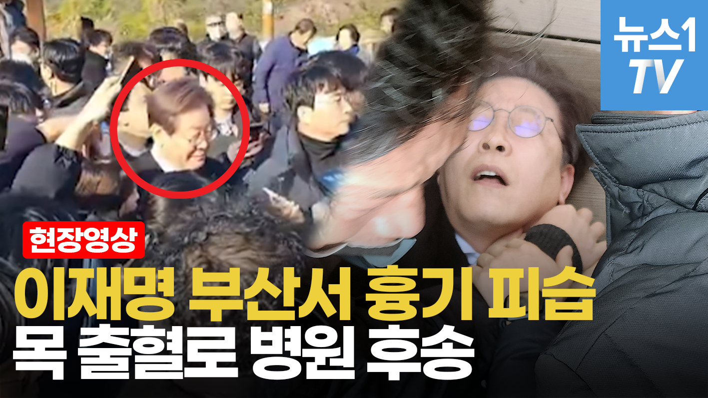 이재명, 종이 왕관 쓴 남자에 피습...'사인해 달라며 달려들어'